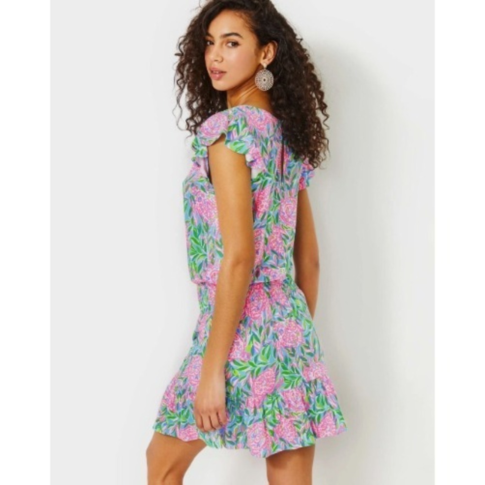 Lilly Pulitzer French Blue Turtely In Love‎ Ravi Short Sleeve Romper XL